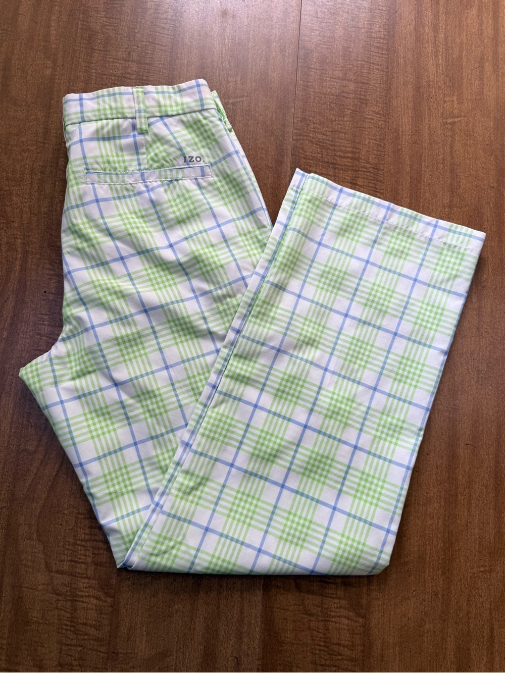 IZOD Golf Pants Men 32x32 Multicolor Plaid Check Preppy Lightweight Colorful